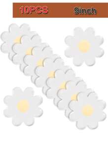 10 Pcs Daisy Paper Plates Flower Disposable Gold Foil Dessert Plates Sunflower Boho Groovy Party Plates For Summer Birthday Shower Wedding Tableware Supplies ,7 Inch/9 Inch Plate,Daisy Shape Plates White Daisy Flower Paper Food Plate Summer Spring Daisy Flower Party Decoration, Birthday, Wedding, Graduation, Cake Party, Fruit Party, Summer Party, Father's Day, Halloween, Thanksgiving, Christmas