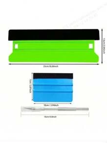 Aplicație eficientă Instrumente de ambalare din vinil, Instrumente pentru folie pentru ferestre, Instrumente pentru tapet, cu racletă și trimmer din pâslă de plastic de 21 cm și 10, pentru folie de sticlă, vinil pentru mașină, nuanță de mașină, agățat tapet