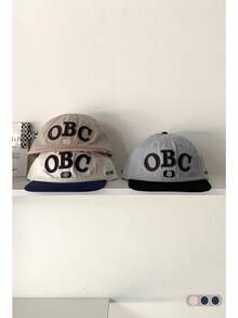 1 件软冠平檐帽，字母刺绣，复古百搭棒球帽，小脸遮阳帽，街头滑板帽，撞色嘻哈帽