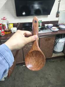 1 pieza/2 piezas Cucharones de arroz de madera de ciprés, espátula para arroz de mango corto estilo japonés, cucharas de cocina de madera, cuchara para servir arrocera, antiadherente para arroz