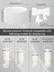 4 件/3 件硅胶螺旋纹理杯套，蝴蝶结吸管盖适合 10 毫米/0.39 英寸吸管，卡通可爱设计，防滑防摔降噪，兼容 、蝴蝶吊坠配件、运动水壶配件套装、生日礼物、返校用品 - 彩色 - 查看 3