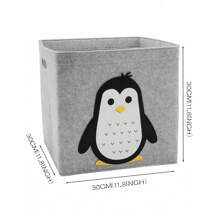 Cartoon Animal Pattern Foldable Felt Fabric Cube Storage Basket For Kids' Toys, Monkey Design