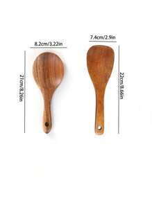 1 pieza/2 piezas Cucharones de arroz de madera de ciprés, espátula para arroz de mango corto estilo japonés, cucharas de cocina de madera, cuchara para servir arrocera, antiadherente para arroz