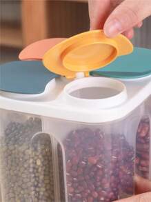 [Premium Food Storage - Perfezionismo, 3 Stili di Contenitori per Alimenti per la tua Scelta] 1 pezzo Contenitore di Stoccaggio per Alimenti in Plastica Sigillato con Scomparti Multipli, Barattolo per Conservazione Alimenti, Adatto per l'Organizzazione in Cucina, Può Essere Utilizzato per Conservare Cereali, Grani, ecc. Multi-Funzione Contenitore per Alimenti - Organizzatore Portatile a 4 Scomparti/2 Scomparti, Adatto per Spezie, Snack e Frutta - Scelta Perfetta per Casa, Ristorante, Ufficio, Feste e Regali, Colore Casuale