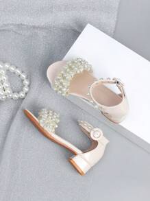 Sandali Zangtong A Pair con alta qualità per Kidsl, fiori bianchi eleganti, girl per l'estate, ballo scolastico, matrimonio, festa di compleanno, all'aperto, viaggi, tacco basso, spesso
