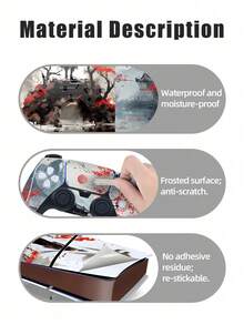 1pc Oriental Swordsman Ink Painting Pattern Style, Self-Adhesive, Scratch Resistant, Waterproof, Wear Resistant, Peel & Stick, Removable, Can Be Used For Decorating The PS5Slim Version Of The Console, It Is A Good Choice For Beautification, Remodeling, Refurbishment 15.74x10.23inch - Multicolor - View 8