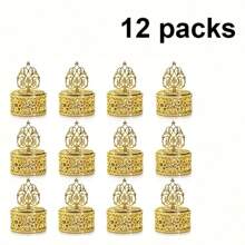 12pcs Mini Metal Candy Gift Boxes With Golden Lid, Intricate Filigree Design, For Wedding Favors, Party Perfect For Weddings, Parties, & Evening Receptions