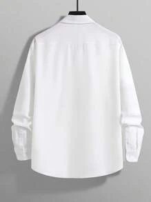 White Men Dress Shirts Solid Color Long Sleeves Button Up Shirt Men,For Office Meetings,For Weddings And Party,For Father's Day,For Boyfriend Gifts,Suitable For All Seasons