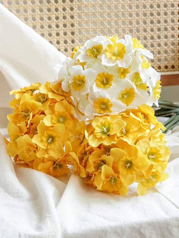 6pcs Faux Daffodils For Home Decoration 16.53inches Realistic Plastic Narcissus For Easter, Valentine's Day, Mother's Day, St. David's Day, Spring Weddings Ideal Flowers For Housewarming Gifts