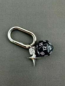 1pc Unisex New Creative Dice Keychain, Fashionable Four-Pointed Star Pendant Bag Key Chain - Multicolor - View 10