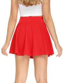 JoyGirl Skater Tennis Skirt For Women High Waisted Pleated Skirts With Shorts Pockets Mini A-Line Skirt - 紅色 - 查看 2