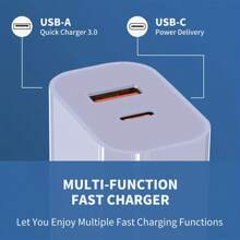 Adaptador de carga rápida de 20W con cable USB-C de 10 pies, compatible con iPhone 16/16 Pro/16 Pro Max/16 Plus/16 5/15 Pro Max y teléfonos Android, adecuado para carga múltiple de personas, carga de múltiples dispositivos, necesidades de carga en el hogar y cargador de escritorio de oficina