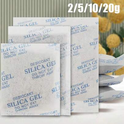 2/5/10/20/50g Silica Gel Desiccant, 10/20 Sachet Silicone Pack For Humidity Control And Moisture Absorbent Bag, Desiccant For Kitchen, Room Living, Wardrobe,Clothes, Food Moisture Dehumidifier Absorber Bag
