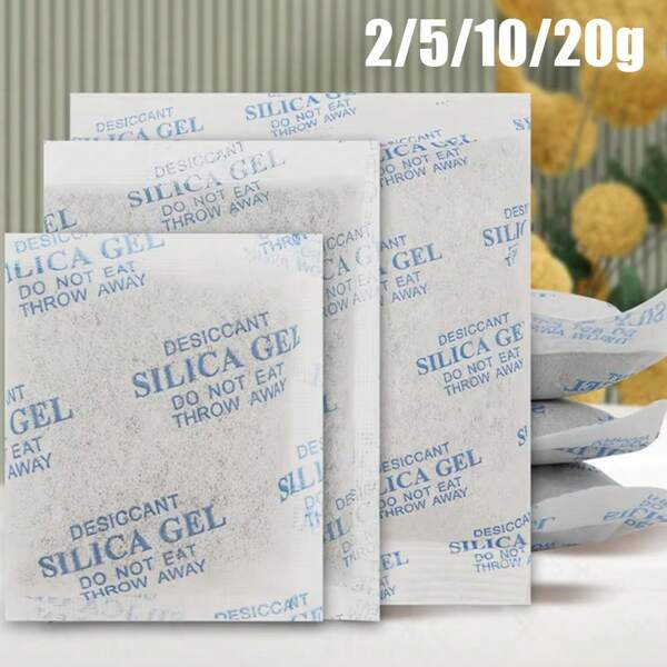 2/5/10/20g Gel de silice déshydratant, 20 sachets de pack de silicone pour le contrôle de l'humidité et l'absorption de l'humidité, déshydratant pour la cuisine, la pièce de vie, la penderie, les vêtements, sac absorbeur d'humidité pour les aliments