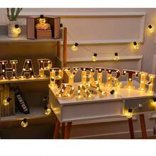 26 Letter LED Lights Luminous Number 0-9Lamp Wedding Birthday Christmas Decoration Decoration Night Light Party Bedroom 16CM Height (Without Battery) - Gold - View 10