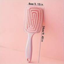 1pc Large Curved Comb, Fluffy Volumizing Teasing Brush For Long Hair, Plastic Bristle Comb Designed For All Hair Types - Soft Detangling Brush For Wet Or Dry Hair, Resin Handle - Multicolor - View 2