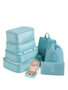 7PCS Travel Storage Bag Set - Luggage Organizers, Including Clothes Storage Bag, Underwear Bag, Shoe Bag, Drawstring Bag, Data Bag, Cosmetic Bag, Cosmetics Organizer Pouch - Multicolor - View 14