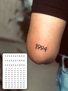 1 feuille de tatouage temporaire à motif gothique numérique pour hommes, convient aux hommes cool à appliquer sur le bras, imperméable et anti-transpiration, dure de 7 à 14 jours
