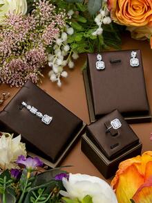 DV JEWELRY 3pcs/Set Mother's Day Gift Zirconia White Gold & 18k Gold Plated Pendant, Earrings, Open Ring Jewelry Set For Women, Wedding, Party, Anniversary - DV3SB31031 - View 1