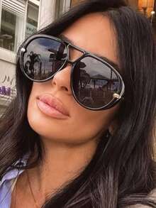 新款复古椭圆形大框时尚眼镜，男女皆宜，百搭时尚，适合日常佩戴、派对、T台走秀，也适合夏季海滩度假、户外活动和旅行。 - 彩色 - 查看 15