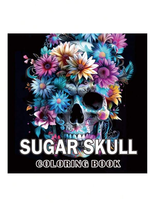 1pc 24 Pages Skull Coloring Book, Halloween Demon Coloring Book For Adult, Creative Illustration Book,Back To School,School Supplies