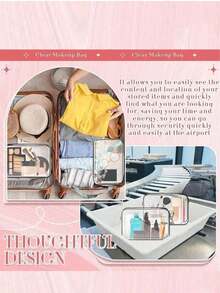 1pc Fashion Minimalist Toiletry Bag Set, EVA Wash Bags & Cosmetic Pouch With Zipper - Transparent & Durable Unisex Organizer For Travel, Back To School, Beach Vacation, Carry-On Airplane Essentials, 1-Quart Size Waterproof C,For Holiday Beach, Bathroom Collection, Bedroom Collection, Large Capacity