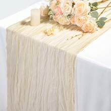 3pcs/Set Light Purple Cheese Cloth Table Runners 35x157 Inches Bohemian Sheer Lavender Cheese Cloth Rustic Transparent Tablecloth, Ideal For Wedding, Bridal Shower, Celebration, Birthday Party, Holiday, Banquet