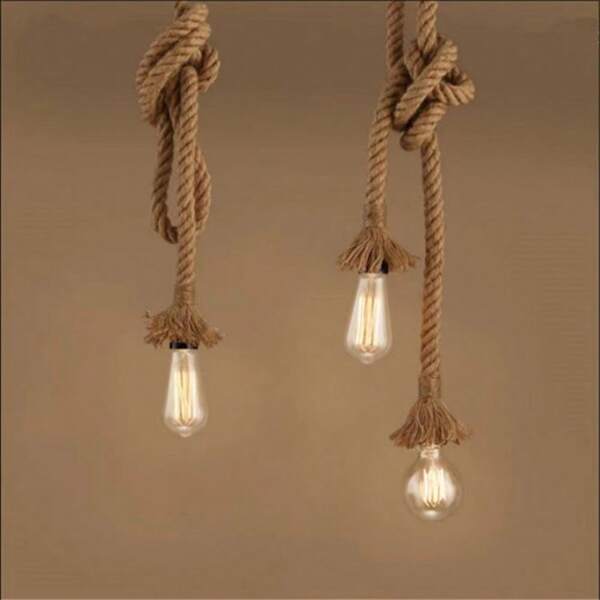 1pc Single/Double Head Rope Pendant Light, Vintage Industrial Style Coffee Shop, Bar, Dining Room, Creative Retro Farmhouse Chandelier