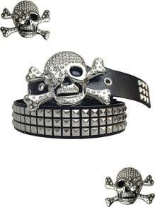 Soul Collision Rivet Belt, American Wide Multi-Hole Stylish Buckle Belt, Goth Dark Style Waistband Suitable For Halloween Costume, Versatile Daily Wear
