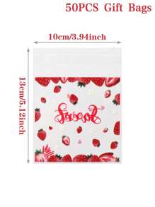 50/100Pcs Strawberry Theme Self-Sealing Candy Bag,Gift Bag,Gift Wrapping Bag,Strawberry Party Favor Bag,Treat Bag,Snack Chocolate Biscuit Baking Bag,Donut Bag,Candy Wrapping Bag,Packaging Bag,1st Birthday Party Supplies,Wedding Decor,Bridal Shower Favors,Babyshower Supplies,Strawberry Theme Birthday Party Decor,Gender Reveal Party Supplies,Holiday Party Decorations