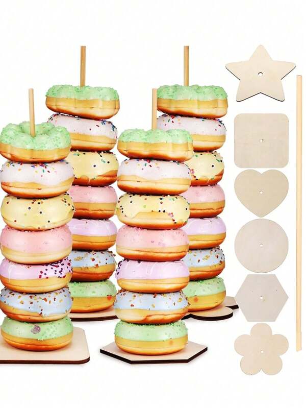 1 pieza Soporte de exhibición de donas de madera minimalista - Estante rústico para postres para bodas, fiestas y Navidad