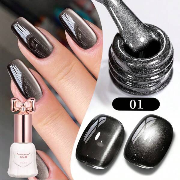 SHANGFEIYA 10ml Black Glass Cat Magnetic Gel Nail Polish Punk Style Nail Art Manicure Soak Off Varnis Semi Permanent Gel For Nails Set 1pc/6pcs