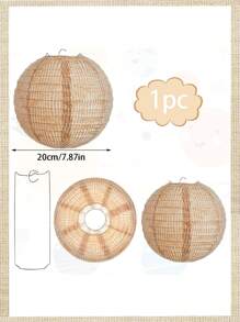 4pcs-Print Burlap Paper Lanterns, 8 In Boho Round Paper Lanterns,Pom Pom Lantern Party Decorations, Indoor Chinese Paper Decoration Hanging For Country Party,Bridal Shower, Wedding,Rustic Farmhouse Classroom Decor,Birthday Party Supplies