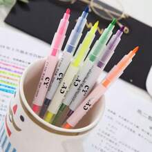Set da 6 colori Evidenziatore a doppia punta, pennarelli fluorescenti per disegno, forniture per ufficio e scuola, utili per studenti, graffiti e dipinti ad acquarello