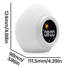 Ready To Rise 儿童睡眠训练器、儿童闹钟、一体式儿童训练器、带日月显示、鸡蛋夜灯、声音机器和唤醒闹钟的幼儿睡眠训练时钟，适合幼儿和儿童、儿童待床闹钟、儿童起床闹钟、适合儿童的礼物创意 - 白色 - 查看 3