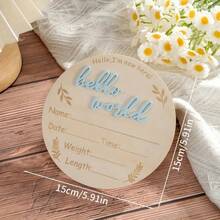 1 件木制婴儿出生公告牌匾、欢迎来到世界摄影道具、里程碑洗礼礼品卡、天然木材制成、里程碑圆形牌匾、出生公告和新生儿照片道具里程碑标记 - 彩色 - 查看 5