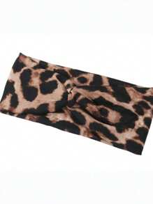 1 Stück extra breites elastisches Stirnband für Damen, Leoparden-Muster Turbankopftuch mit Knoten, Tierprint Haraccessoire für Mädchen, Große Größen Kopftuch für Yoga, Laufen, Training