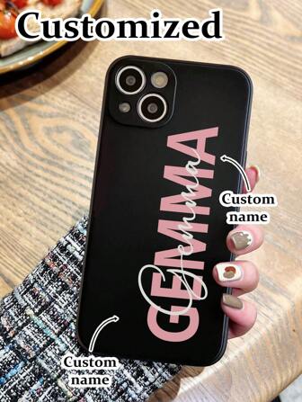 Étui de protection pour téléphone personnalisé avec nom, peinture noire simple, résistant aux chocs et épais, compatible avec 16/16 Pro Max, XR/7/8, 15 Pro Max, 12 Pro Max, 13 Pro Max, 14 Pro Max, 13, 14, 11, 12 Pro, 14, P11 Soft Shell, P12 Anti-Drop, XS.XR/78P.78GES2, convient pour A134G, A22, A21S, A514G, A52, S22 ULTRA, A335G, convient à Redmi 10, Redmi Note 114G, Redmi 11 Lite, A53, TPU A14/A23/S23 ULTRA, S24, A14, A15, S23, A73, S25/S25 ULTRA Redmi Phone Cases