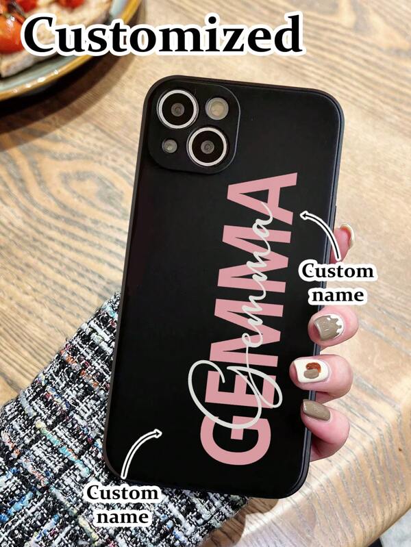 Customized Name Simple Black Painted Shock-Proof Thick Phone Protective Case Printed, Compatible With IPhone 16/16 Pro Max, XR/7/8, 15 Pro Max, 12 Pro Max, 13 Pro Max, 14 Pro Max, 13, 14, 11, 12 Pro, 14, P11 Soft Shell, P12 Anti-Drop, XS.XR/78P.78GES2, Suitable For A134G, A22, A21S, A514G, A52, S22 ULTRA, A335G, Compatible With Redmi 10, Redmi Note 114G, Redmi 11 Lite, A53, TPU A14/A23/S23 ULTRA, S24, A14, A15, S23, A73, S25/S25 ULTRA Redmi Phone Cases