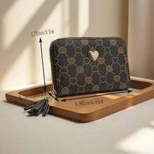 Fashionable Letter Print Tri-Fold Multi-Card Slot Chain Separating Multifunctional Compact Women Wallet For Women Wallet Mini Wallet Purse Wallet Small Wallet - Brown - View 3