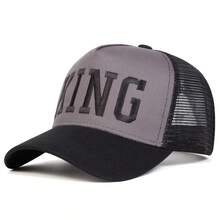 1pc Men's King Trucker Hat, Letter Embroidery Baseball Cap, Street Fashion Casual Hat For Spring, Autumn, Travel, Beach