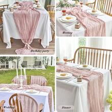 1 PC Table Runner Rust Gauze Rustic Cheesecloth For Wedding Boho Bridal Shower Birthday Thanksgiving Party Christmas Decoration