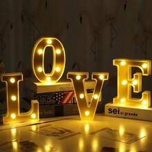 26 Letter LED Lights Luminous Number 0-9Lamp Wedding Birthday Christmas Decoration Decoration Night Light Party Bedroom 16CM Height (Without Battery) - Gold - View 5