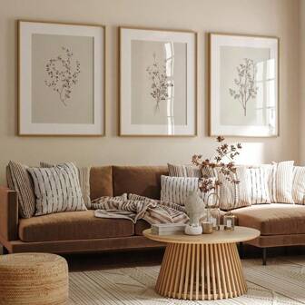 1/3 pezzi Quadri da parete con stampe vintage di rami neutri, opere d'arte botaniche minimaliste e floreali su tela, cartellone con schizzi, decorazioni per soggiorno, camera da letto o ufficio, senza cornice
