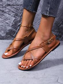Sandales plates tissées pour femmes, disponibles en noir, marron, beige, couleur café, avec bout ouvert, antidérapantes, convient pour le port en extérieur et en intérieur