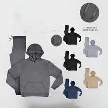 Men Hoodie Co-Ords - Navy Blue - View 3