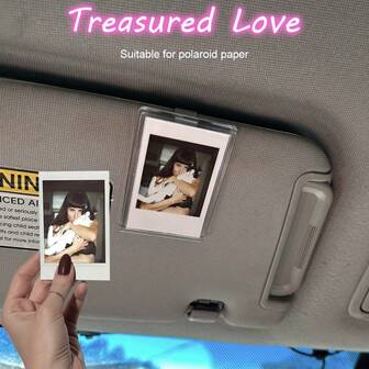 Portafotos con clip para parasol vertical (se ajusta a películas) - Clip de parasol personalizado Decoración para coche DIY Portafotos para parejas Portafotos tipo billetera Portafotos conmemorativos de mascotas