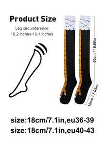 3 Pairs Black Crazy Chicken Leg Pattern Thigh High Socks, Funny Novelty Gift For Women, Sports Socks, Y2K, Cozy - Multicolor - View 9