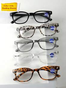5pcs Multi-Color Middle-Aged & Elderly Men/Women +1.0X To +4.0X Daily Reading Glasses, Springed Hinges, Auto-Focus Reading Glasses