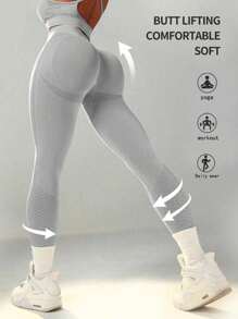 Sport Seamluxe Seamless Women Solid Color Ruched Butt Casual Sports Leggings